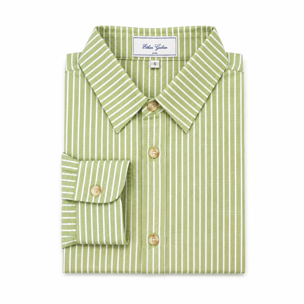 Men's Pistachio & White Striped Dress Shirt