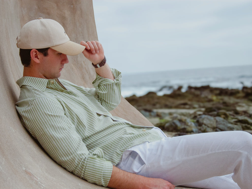 Crema/Beige Corduroy Baseball Cap by Ethan Galvan