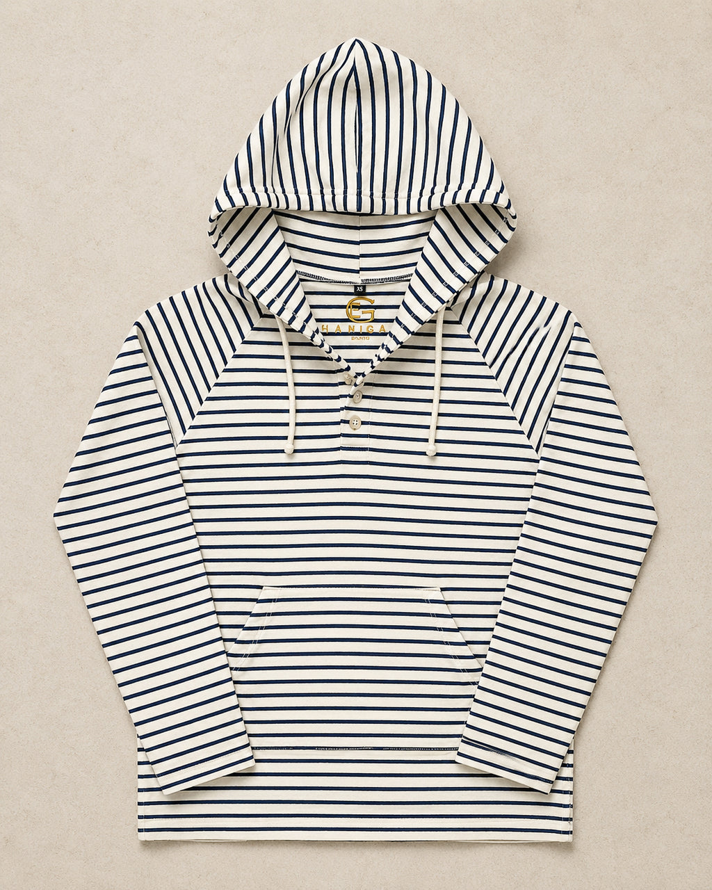 OCÉAN White/Navy Nautical Striped Hoodie (Limited)
