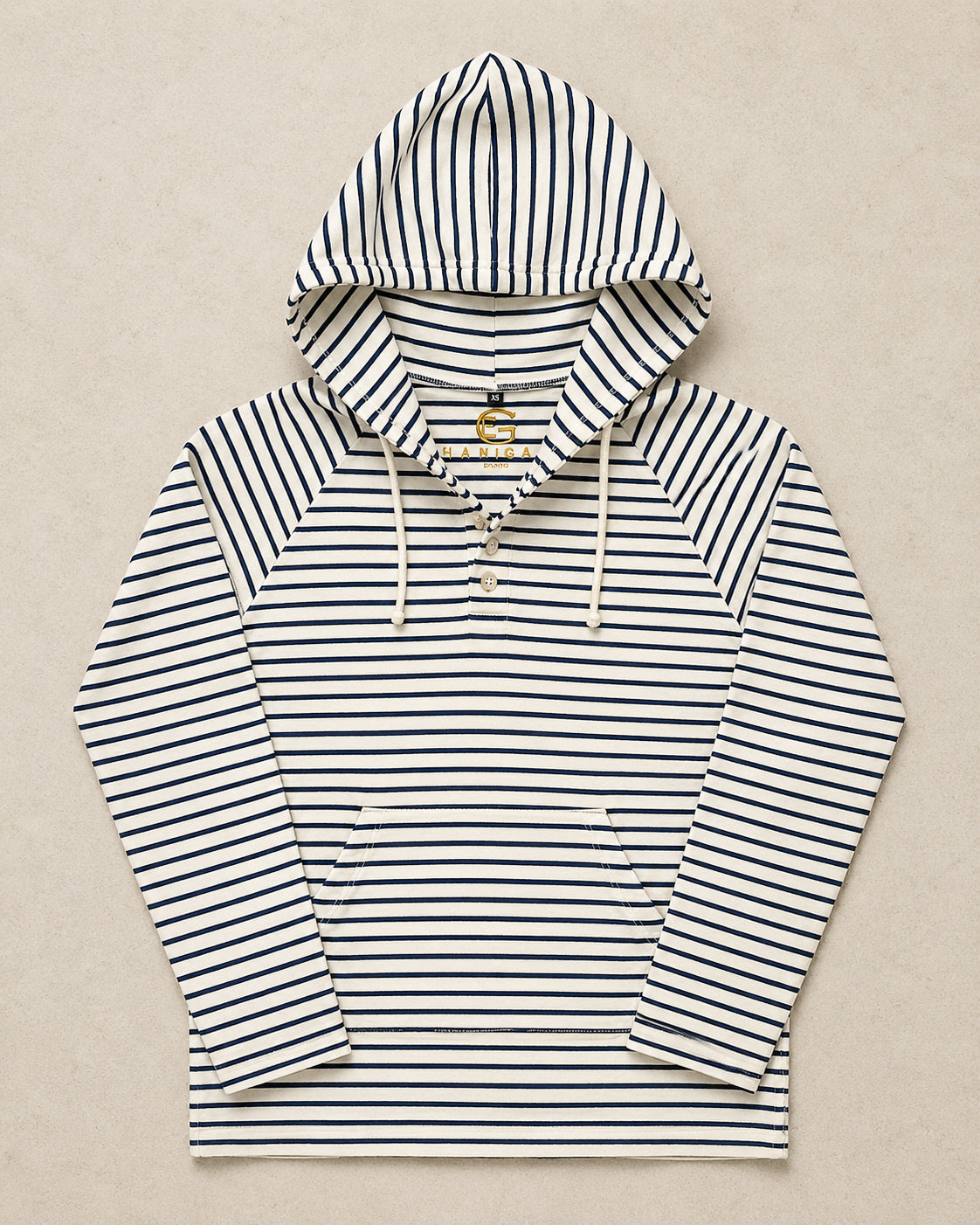OCÉAN White/Navy Nautical Striped Hoodie (Limited)