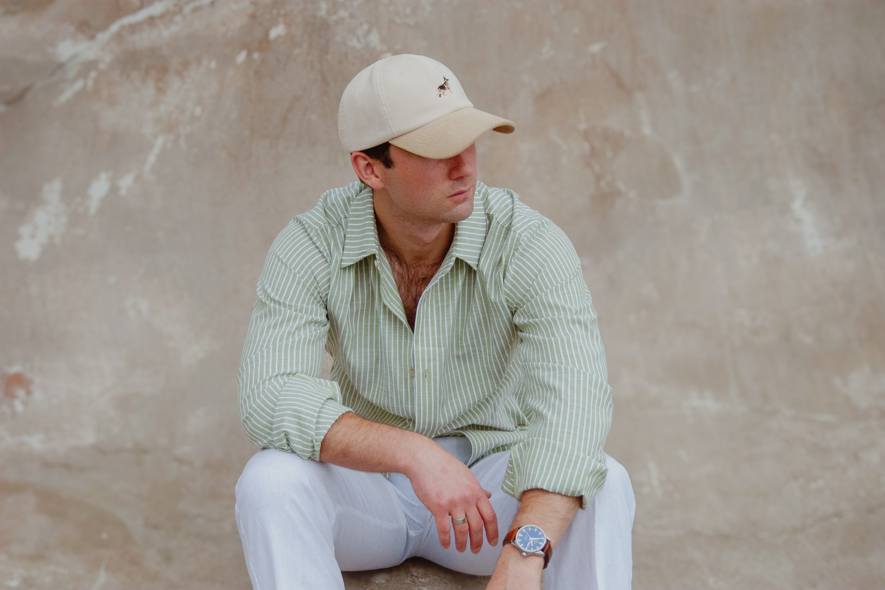 Crema/Beige Corduroy Baseball Cap by Ethan Galvan