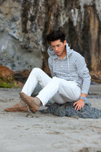 OCÉAN White/Navy Nautical Striped Hoodie (Limited)
