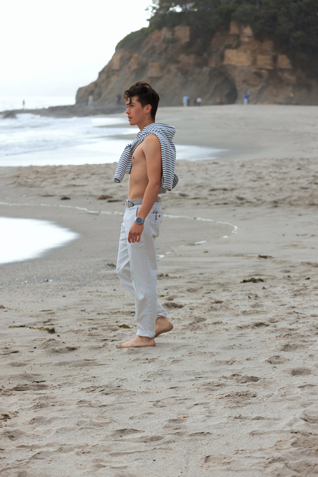 OCÉAN White/Navy Nautical Striped Hoodie (Limited)