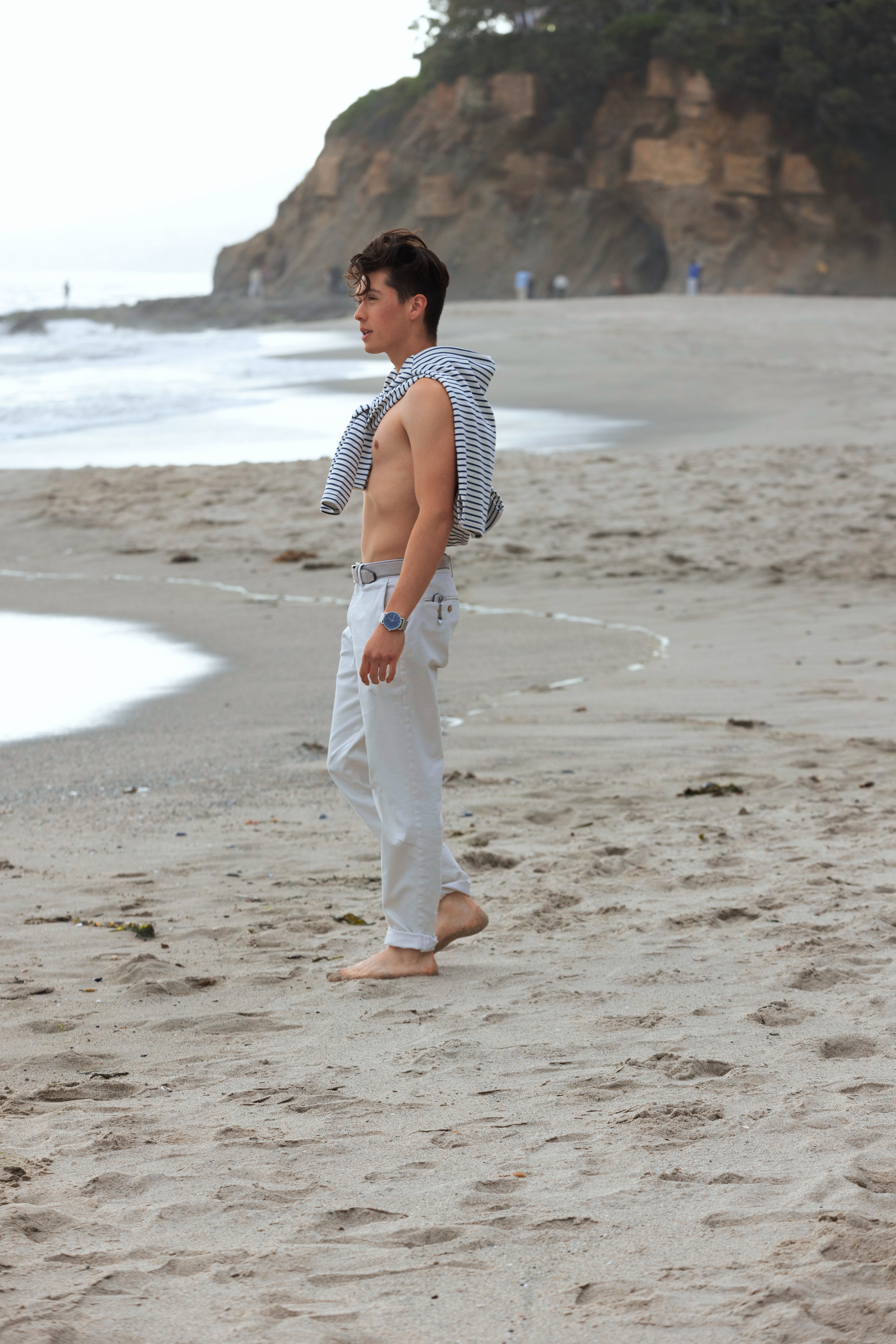 OCÉAN White/Navy Nautical Striped Hoodie (Limited)