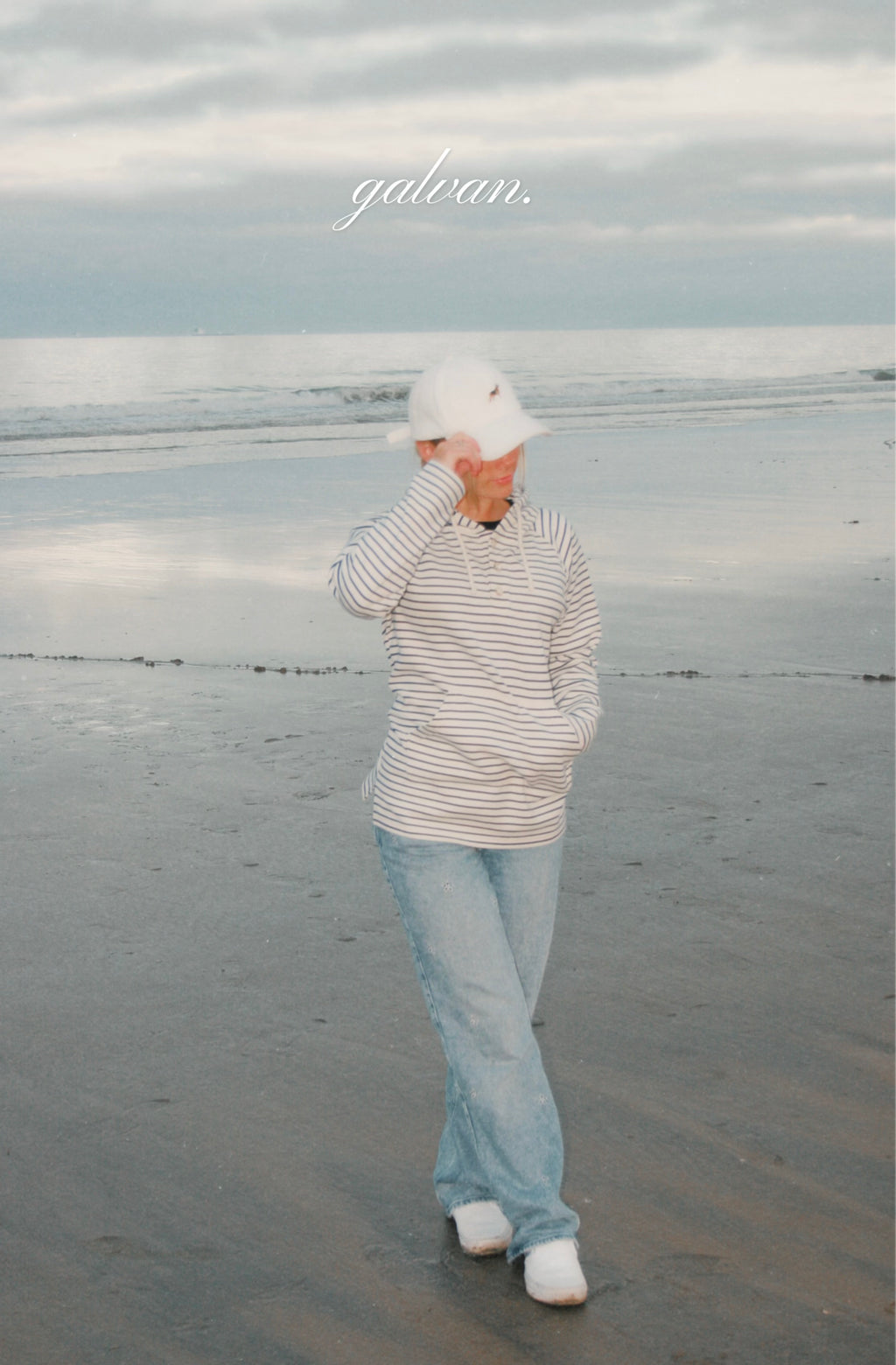 OCÉAN White/Navy Nautical Striped Hoodie (Limited)