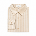 Men’s Beige/White Striped Dress Shirt by Ethan Galvan
