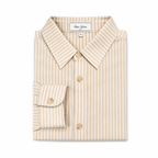 Men’s Beige/White Striped Dress Shirt by Ethan Galvan