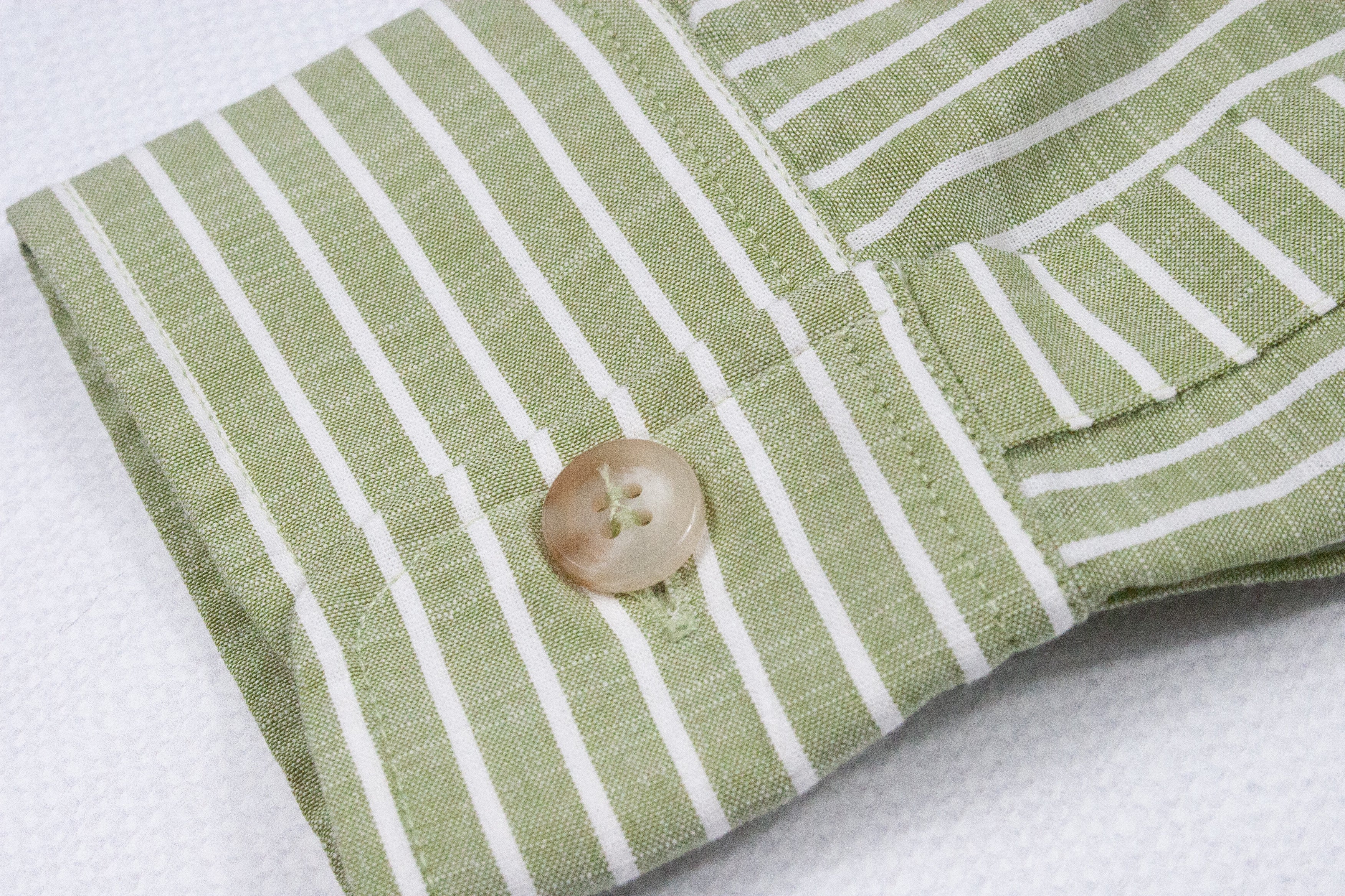 Men’s Pistachio/White Striped Dress Shirt by Ethan Galvan