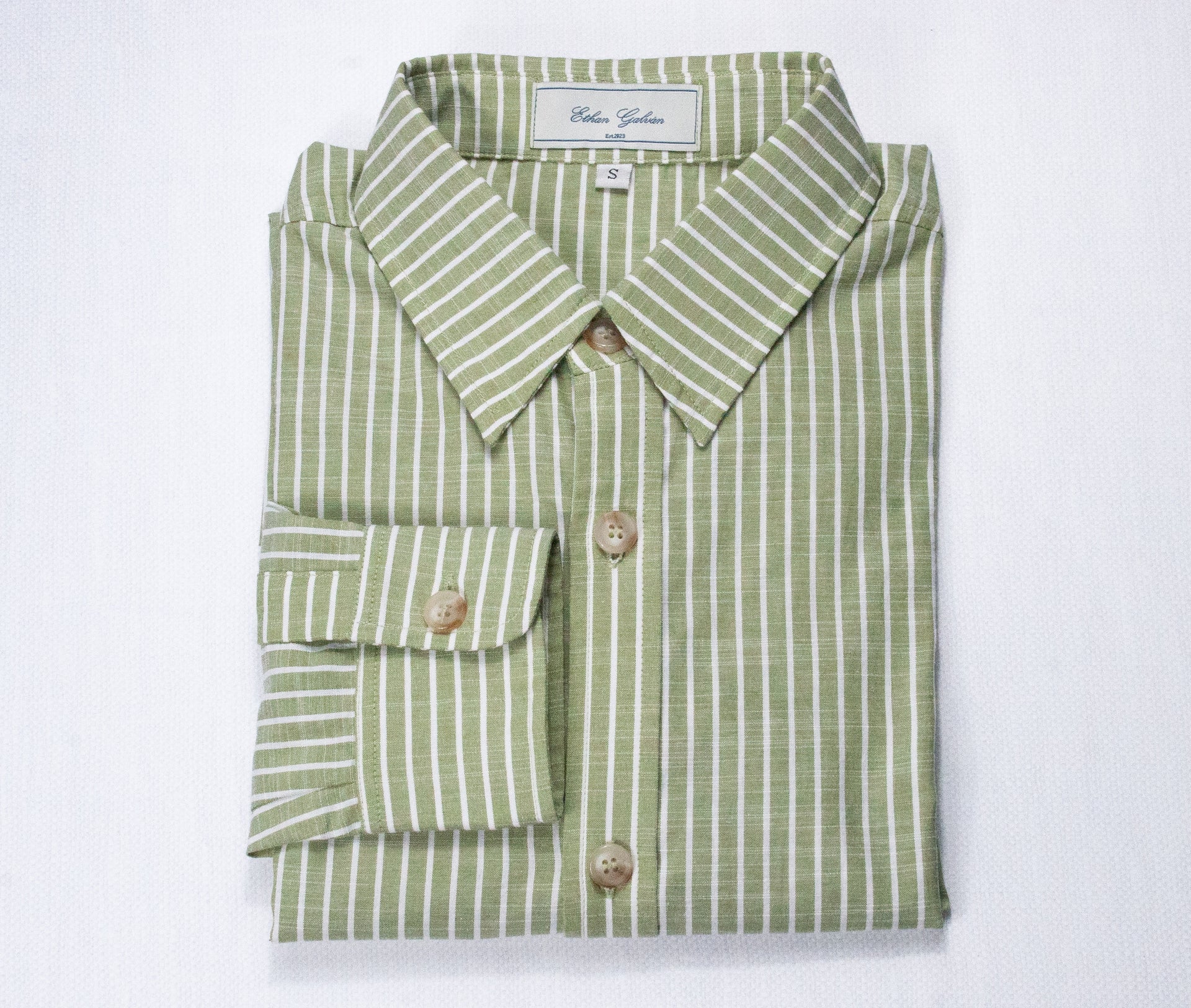 Men's Pistachio/White Striped Dress Shirt by Ethan Galvan EthanGalvan Men's Pistachio/White Striped Dress Shirt by Ethan Galvan EthanGalvan