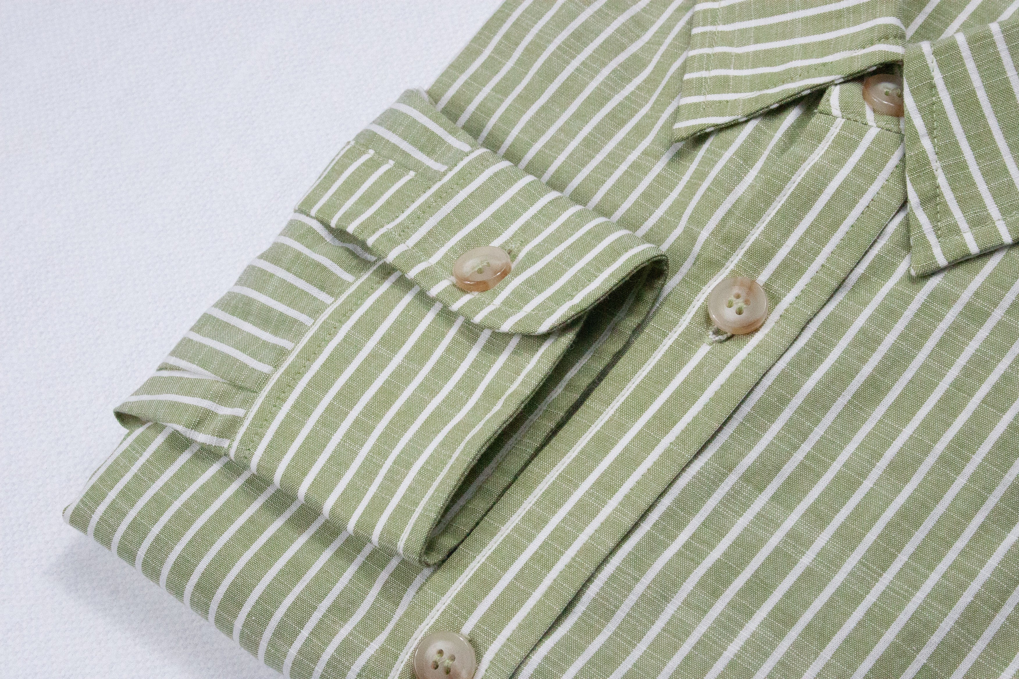 Men’s Pistachio/White Striped Dress Shirt by Ethan Galvan