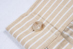 Men’s Beige/White Striped Dress Shirt by Ethan Galvan