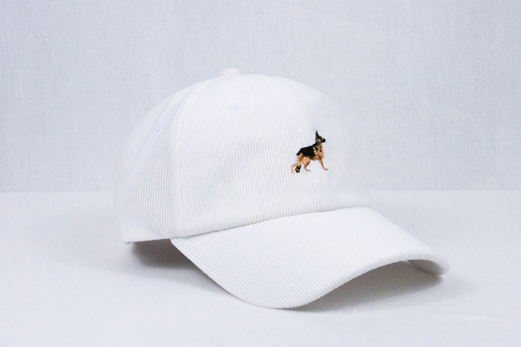 White Corduroy Baseball Cap by Ethan Galvan