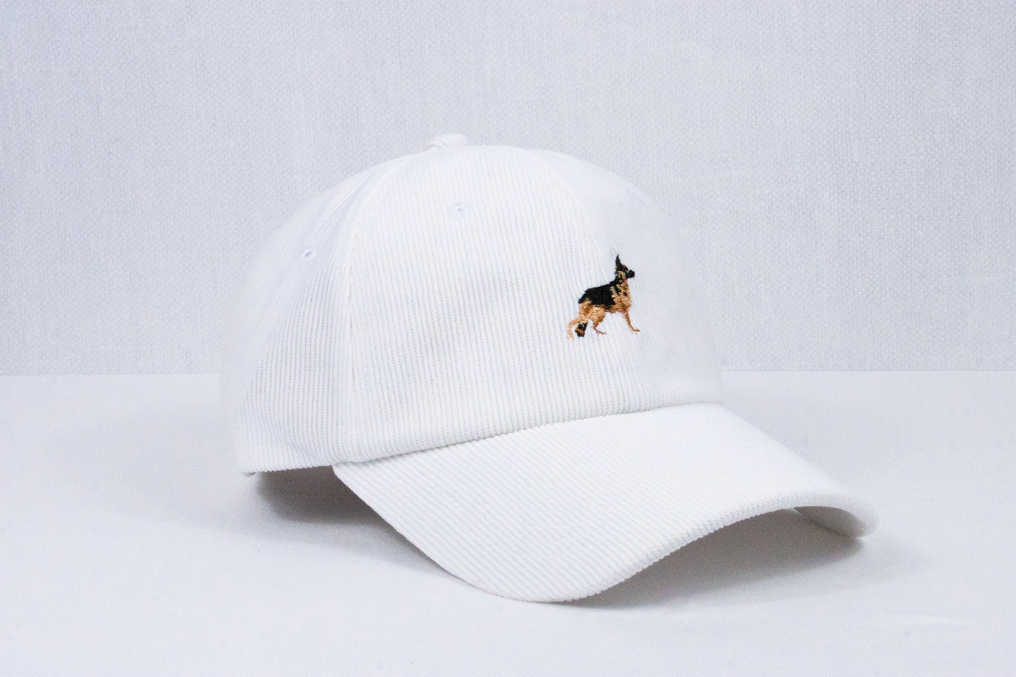 White Corduroy Baseball Cap by Ethan Galvan