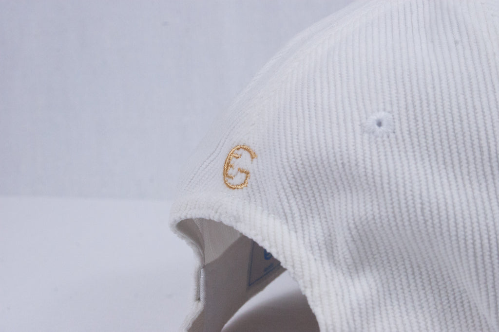 White Corduroy Baseball Cap by Ethan Galvan