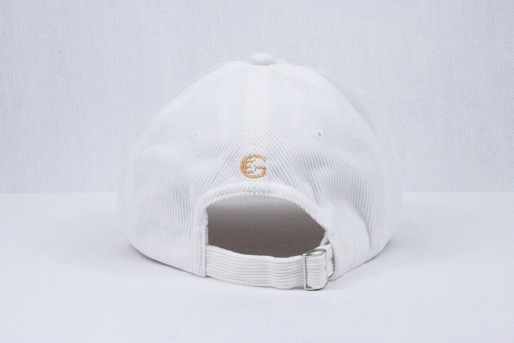 White Corduroy Baseball Cap by Ethan Galvan