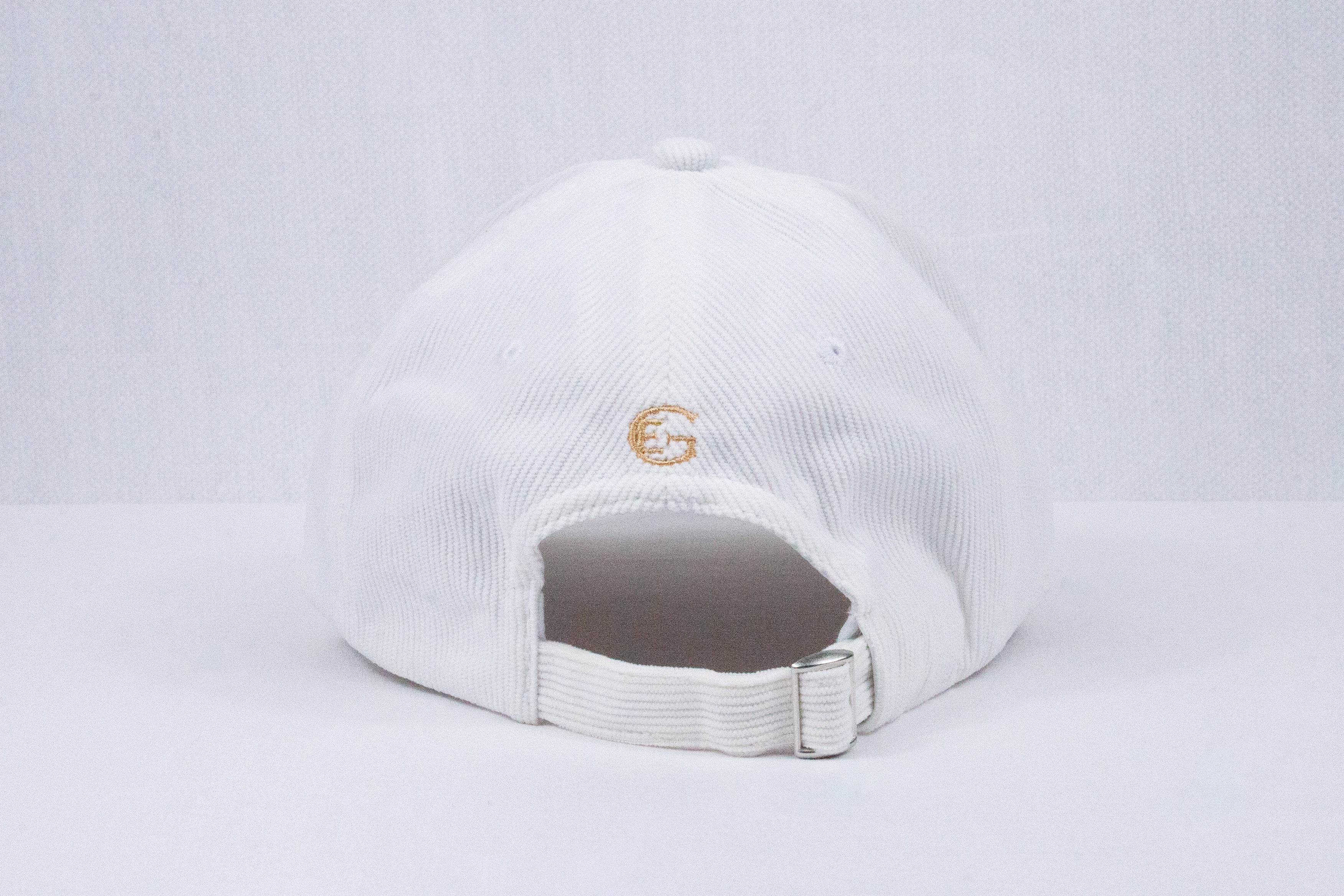 White Corduroy Baseball Cap by Ethan Galvan
