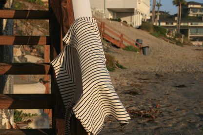 OCÉAN White/Navy Nautical Striped Hoodie